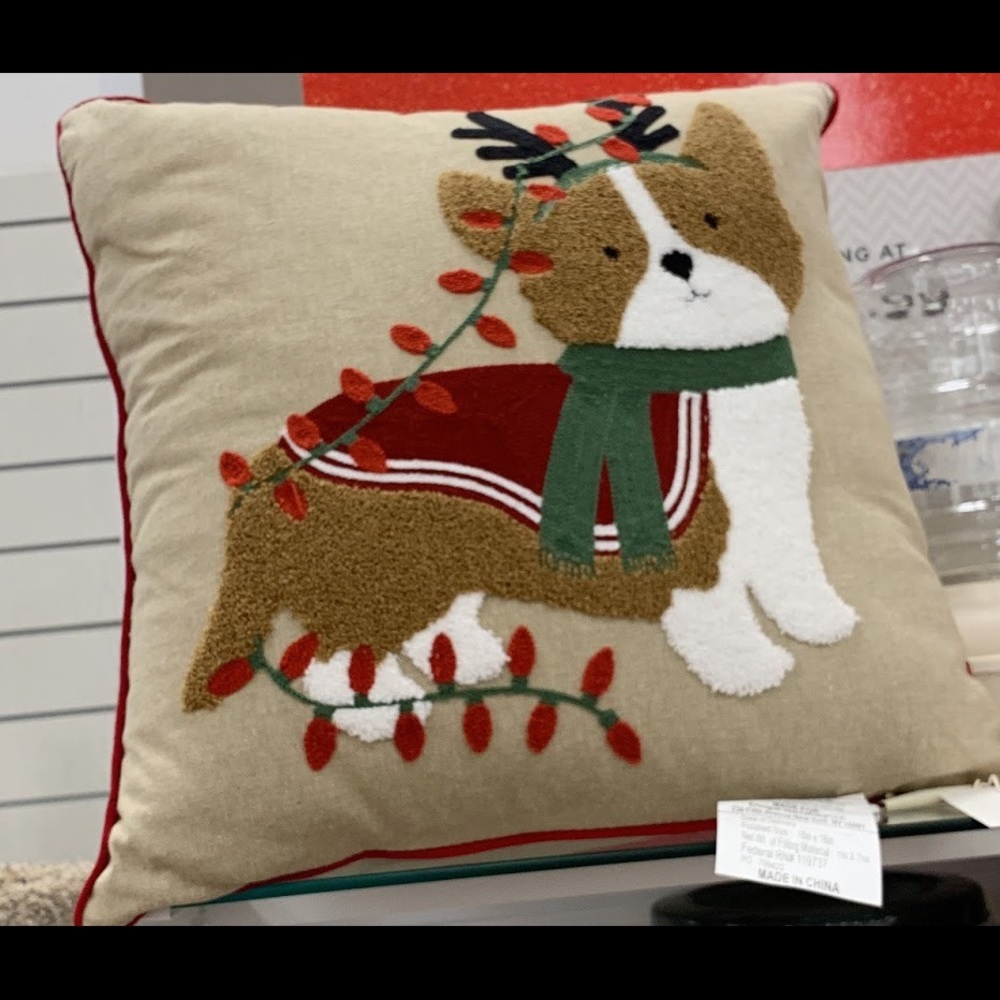 Corgi Christmas pillow